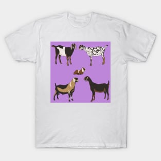 Nubian Goats Pattern Purple T-Shirt